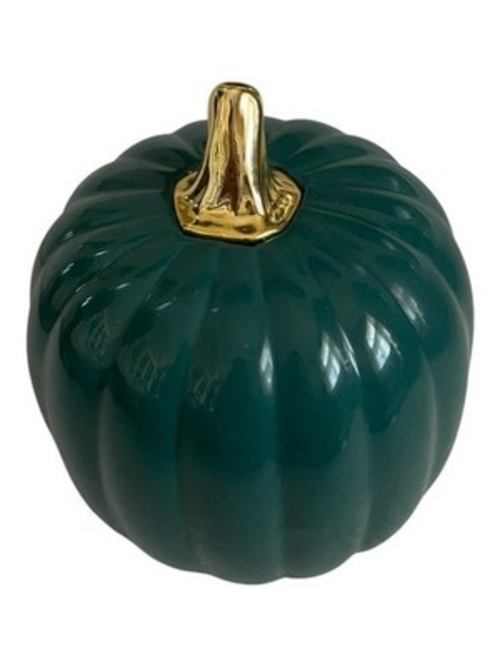 Happy Friendsgiving Ceramic Pumpkin Decor Green Gold 8x8.5 EXC Fall Thanksgiving - Picture 5 of 6